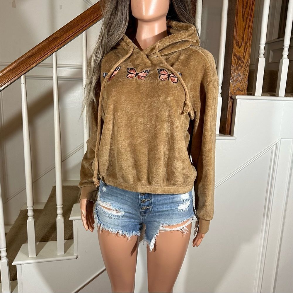 Mighty Fine tan butterfly hoodie